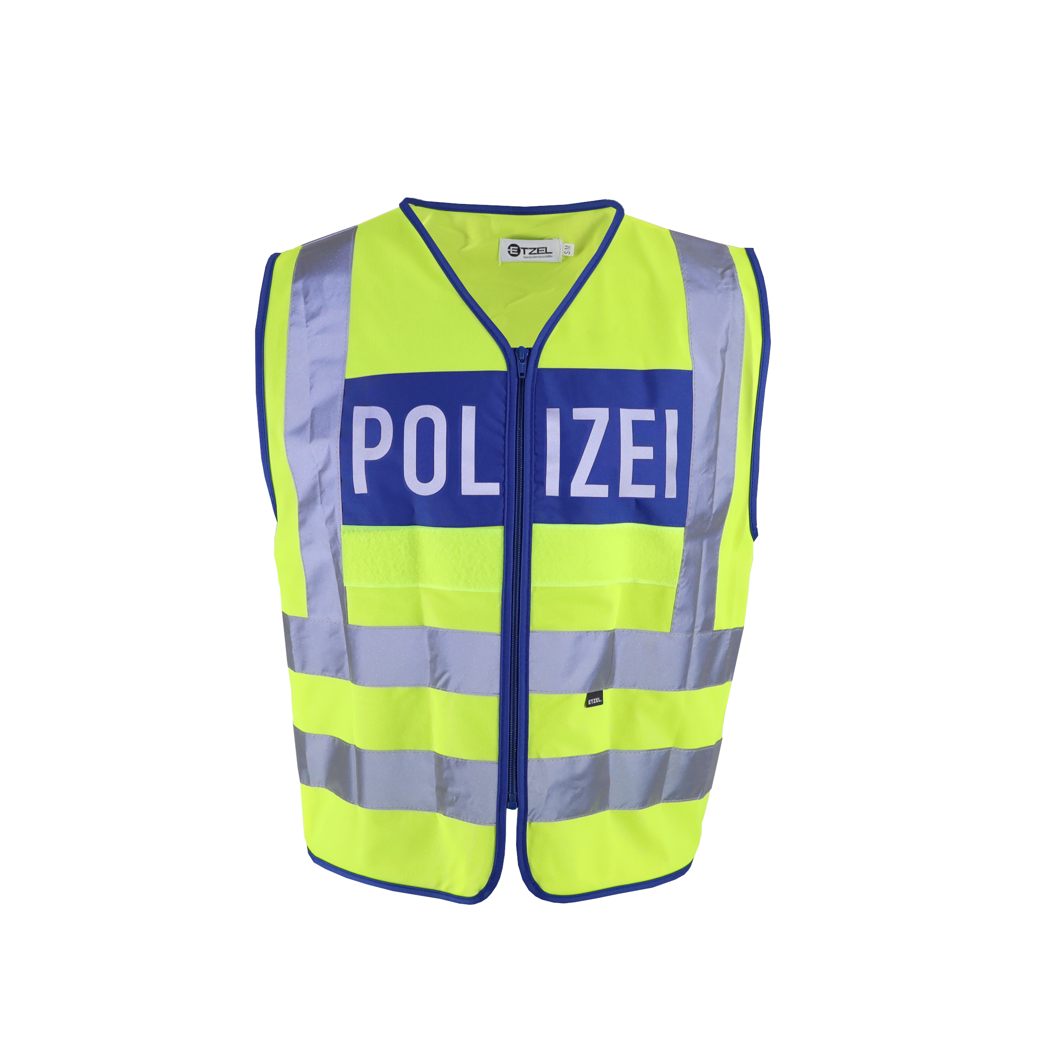 ETZEL® Behörden Signal-/Warnweste POLIZEI gelb/blau