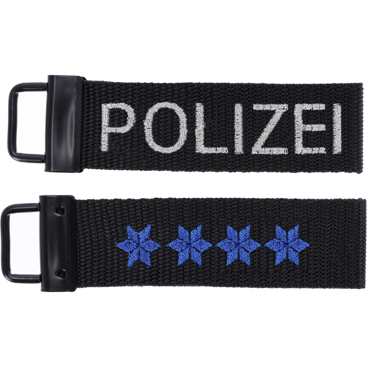 Polizei Schlüsselanhänger Schulterstück blau 4 Sterne golden (i984)